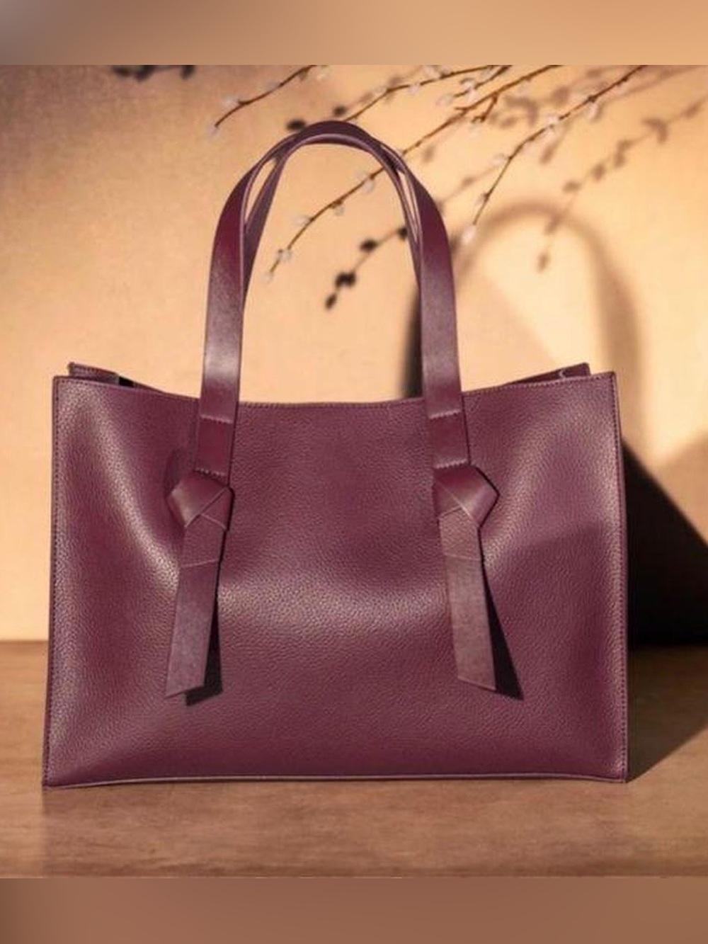 Brown/Burgundy Leather Tote Bag